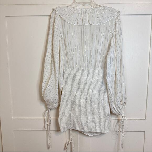 Jens Pirate Booty Vambelle Mini Stripe Dress In White Gold XS - Picture 6 of 8